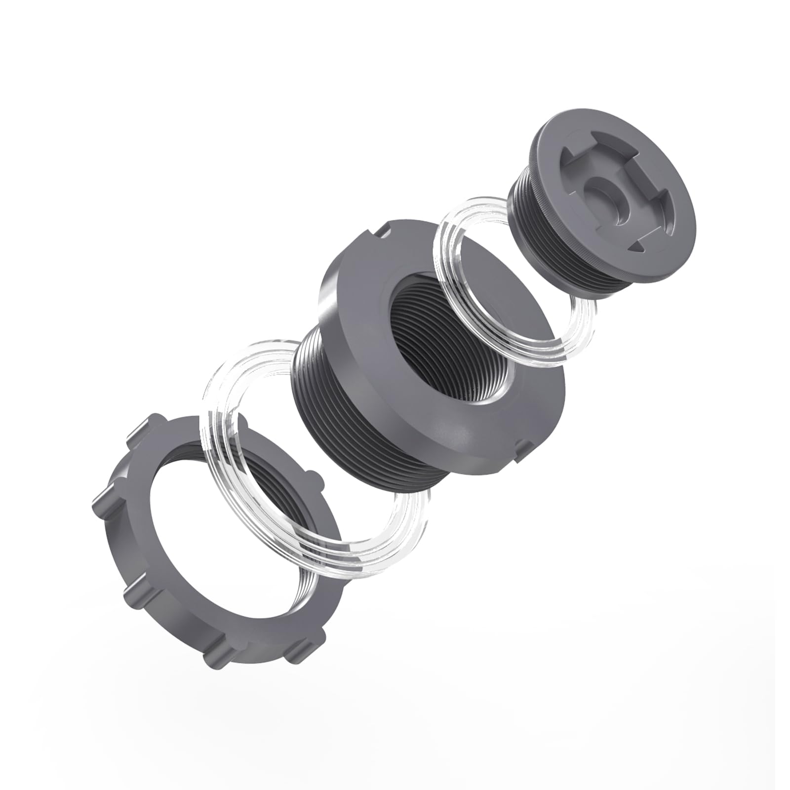 GASHER 2 pieza PVC 2" conector de depósito Bulkhead con tapones y junta para tanque de agua, barriles de lluvia, acuarios, bañeras y lavabos GO-454