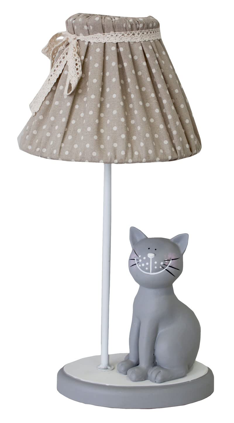 Keyhomestore ?Lampada da Tavolo con Orsetto in Legno Stile Rustico – Abat Jour Comodino Altezza 60 cm con Paralume Beige in Tessuto – Luce Decorativa per Camera da Letto, Salotto o Cameretta