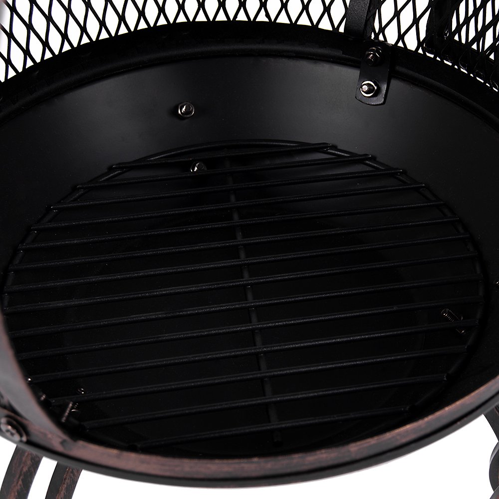 Home Discount Acciaio braciere da Giardino, terrazza Grill Camino, Chimnea Nero & Oro Antico