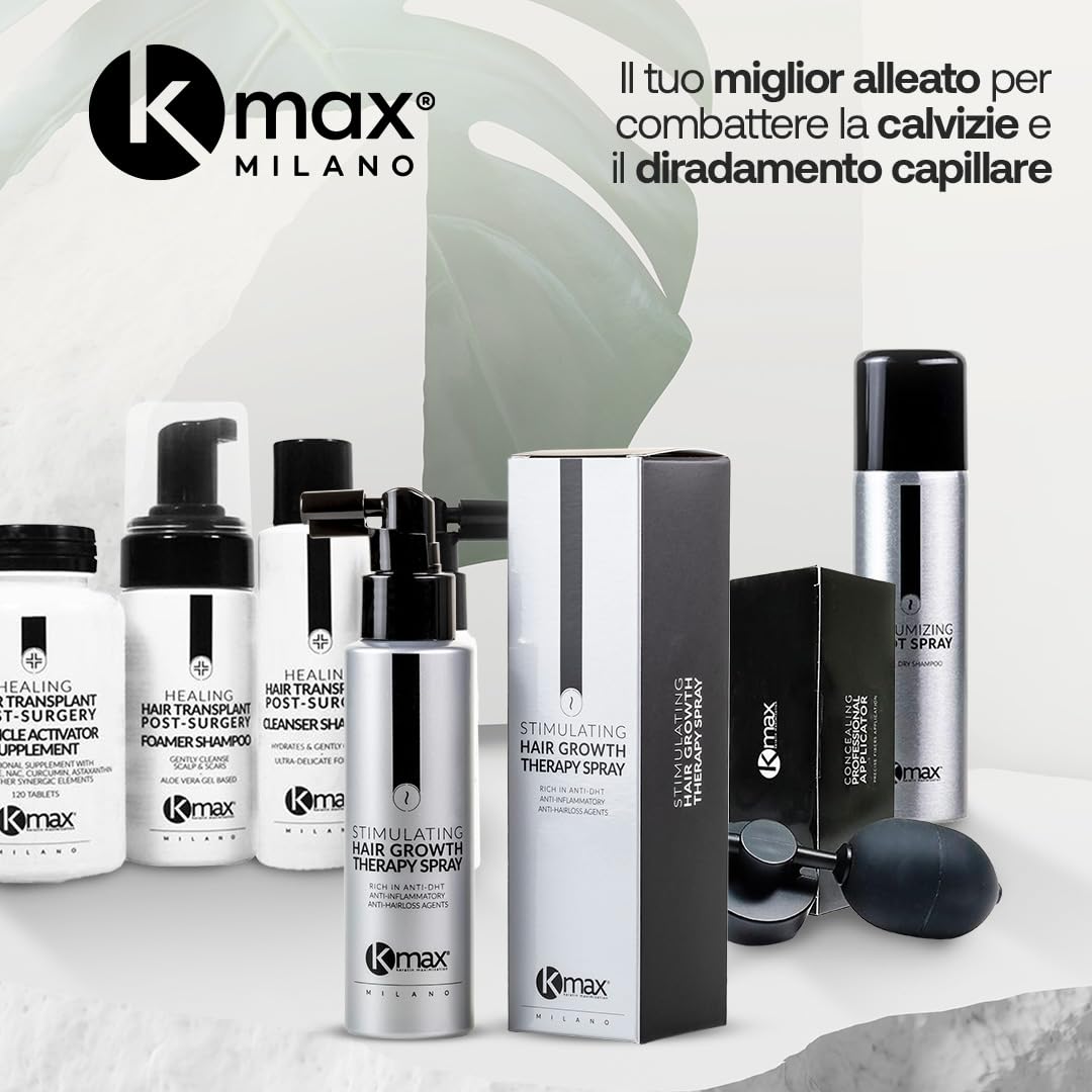 Kmax Stimulating Hair Growth Therapy Spray - Ricrescita Uomo e Donna con Azione Anti DHT, Lozione Anticaduta Capelli - Formato da 100 ml