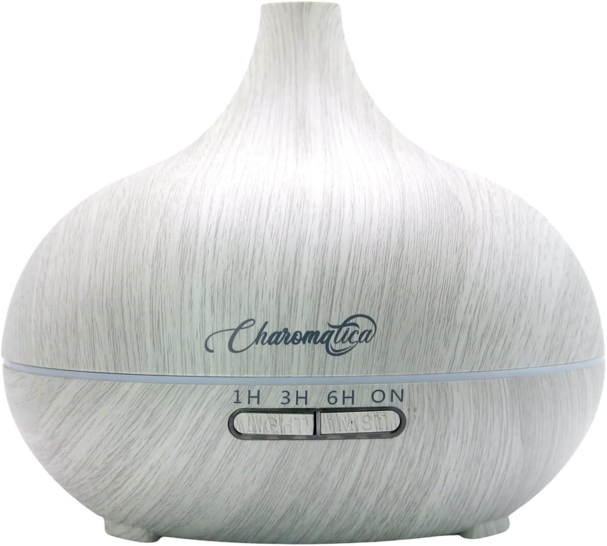 Charomatica Ambience Essential Oil Diffuser 500ml with Remote, Ultrasonic White Wood Aromatic Diffuser with 7 LED Colour Settings, Fine Mist Effect and Auto Shut Off