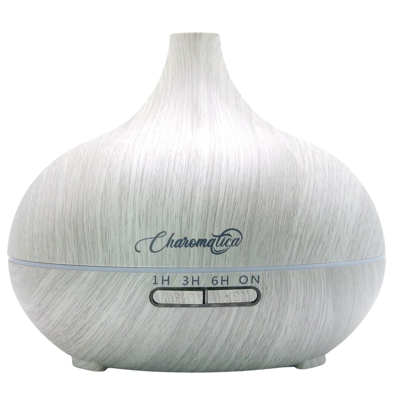 Charomatica Ambience Essential Oil Diffuser 500ml with Remote, Ultrasonic White Wood Aromatic Diffuser with 7 LED Colour Settings, Fine Mist Effect and Auto Shut Off