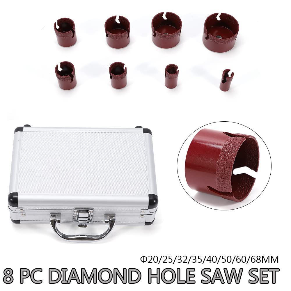 Set di 8 seghe a tazza diamantate per trapano portatile M14 20/25/32/35/40/50/60/68 mm, per gres porcellanato in granito