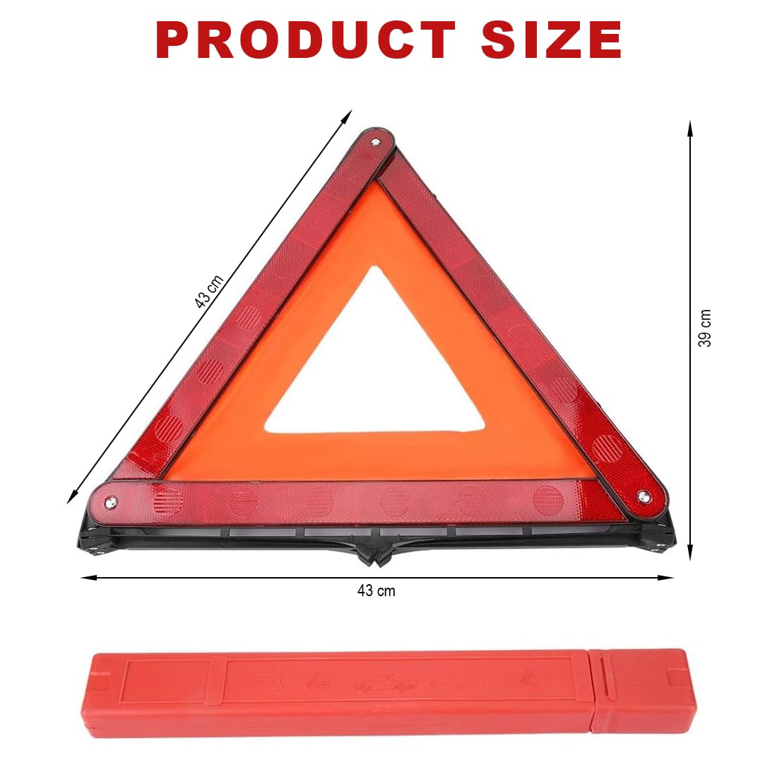 Segnale Emergenza Stradale Triangolo Di Segnalazione Pieghevole Per Auto - Riflettente, 43x43x43 Cm | Conforme ECE | Per Emergenze Stradali | Con Custodia Sicurezza Auto