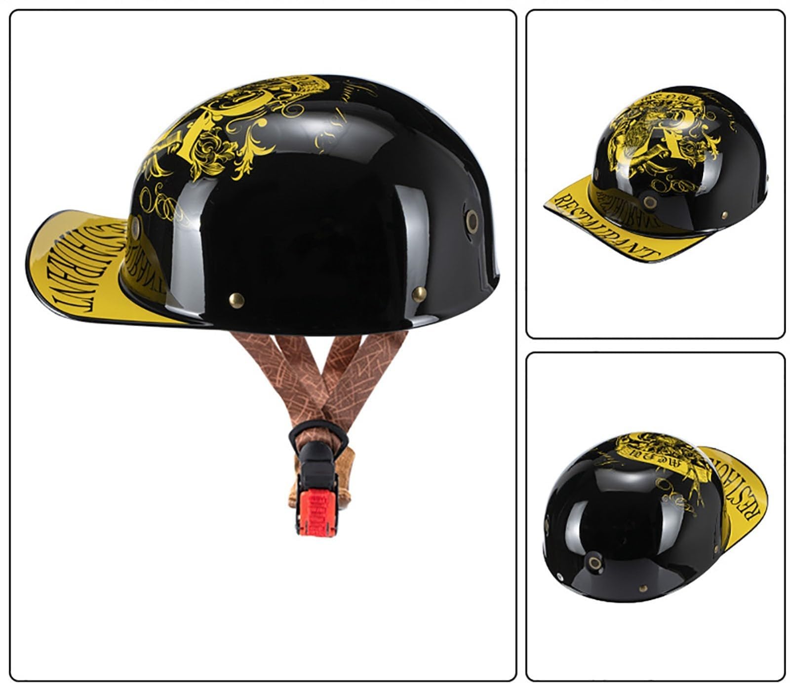 Kask motocyklowy w stylu niemieckim w stylu vintage, kask motocyklowy z otwartą twarzą, zatwierdzony przez DOTECE, kask półotwarty w stylu retro dla dorosłych mężczyzn i kobiet