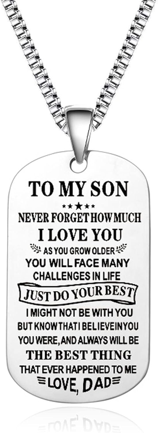 Jstud Inspiration Necklace Gifts for Daughter Son Christmas Birthday Gifts I Love You Heart Pendant Jewelry Necklace from Mom Dad