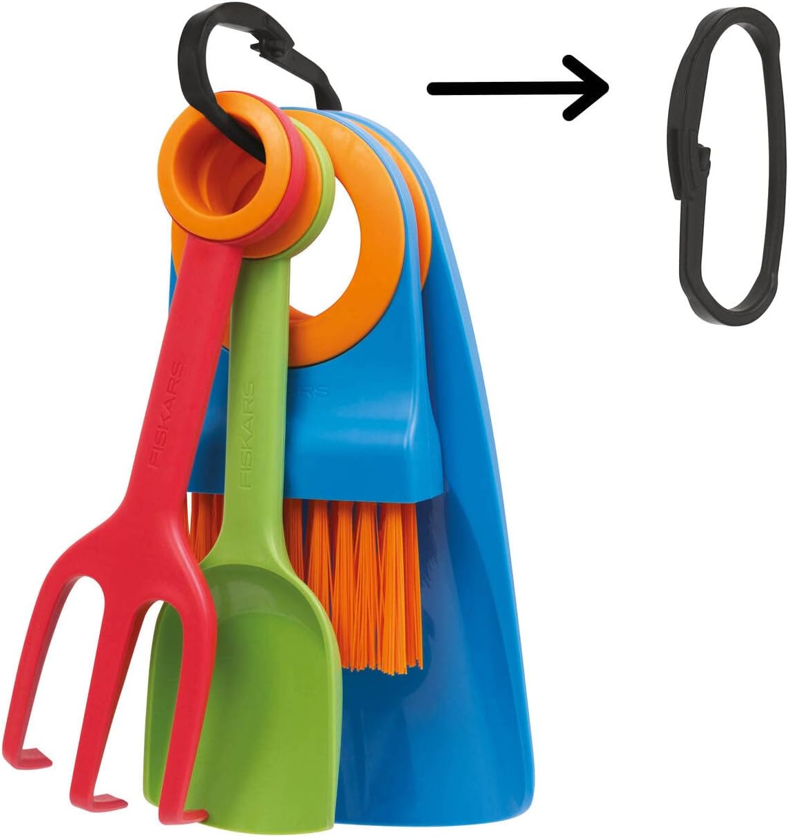 Fiskars Children's Hand Tool Set, Flower Trowel, Planting Fork, Brush and Trowel for Planting Handles, 4-in-1 Set