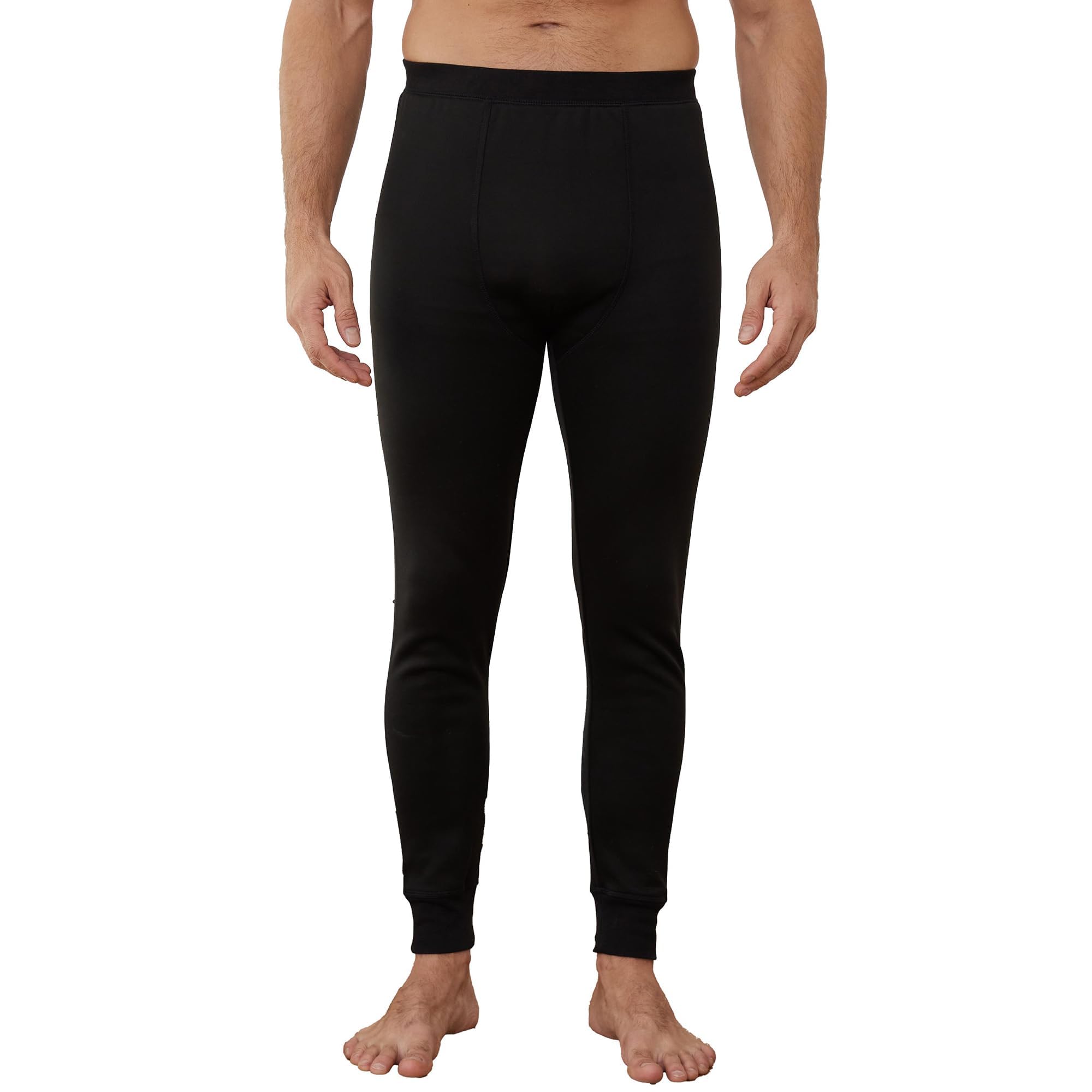 The Essentials Wardrobe Men's 1 Pack Thermal Long Johns Tew Long John - Black - Small