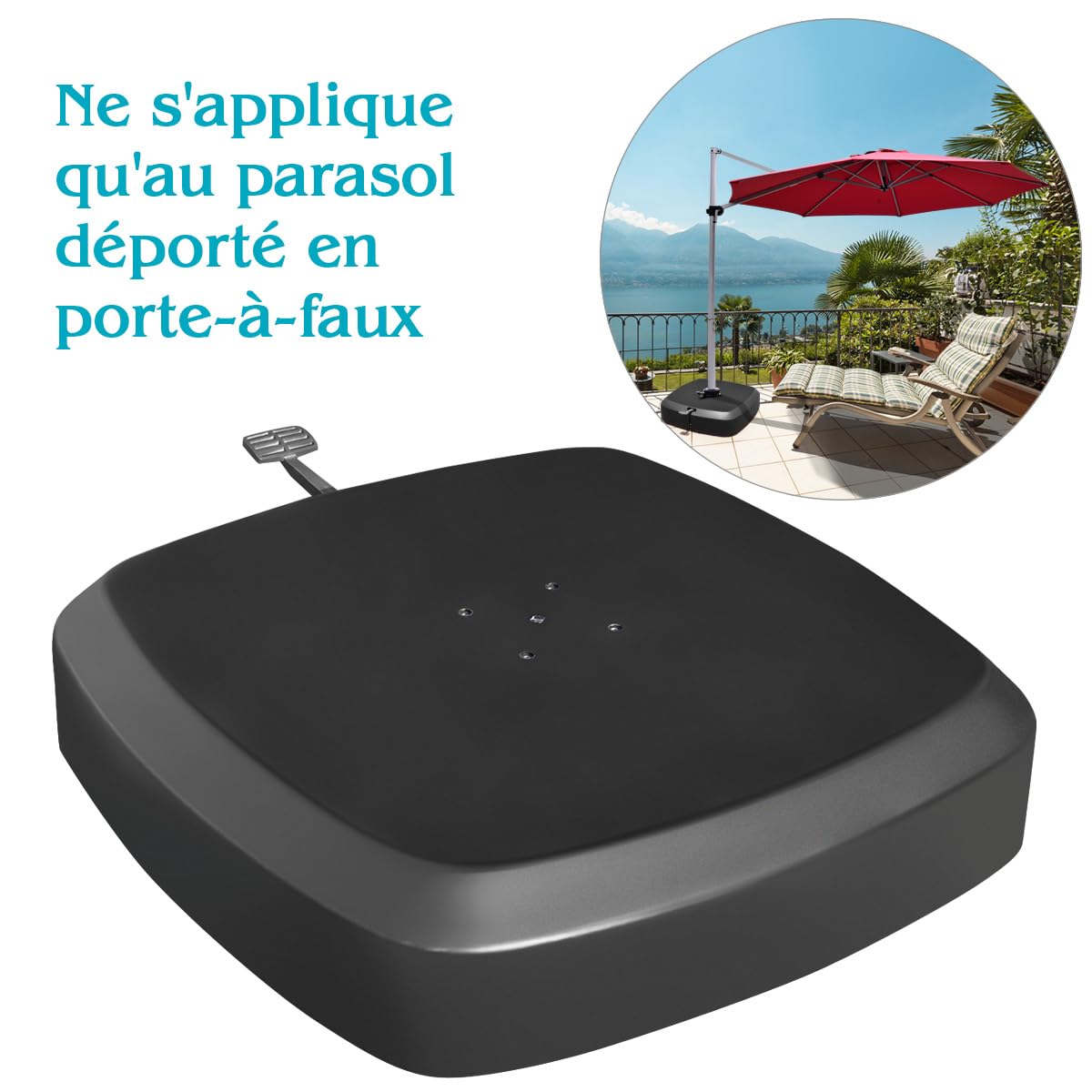 RELAX4LIFE Pied de Parasol à roulettes, Remplissable jusqu'à 150 kg