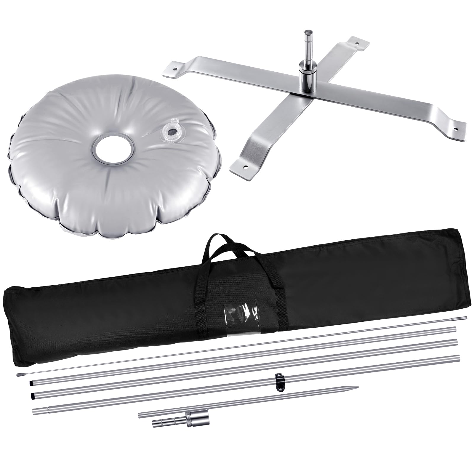 Tandefio 8 Pcs Feather Flag Pole Kit Advertising Swooper Flag Aluminum Fiberglass Poles Set for 12 ft Flag Ground Spike Cross Base Stand Water Bag Portable Storage Bag for Business Outdoor Yard