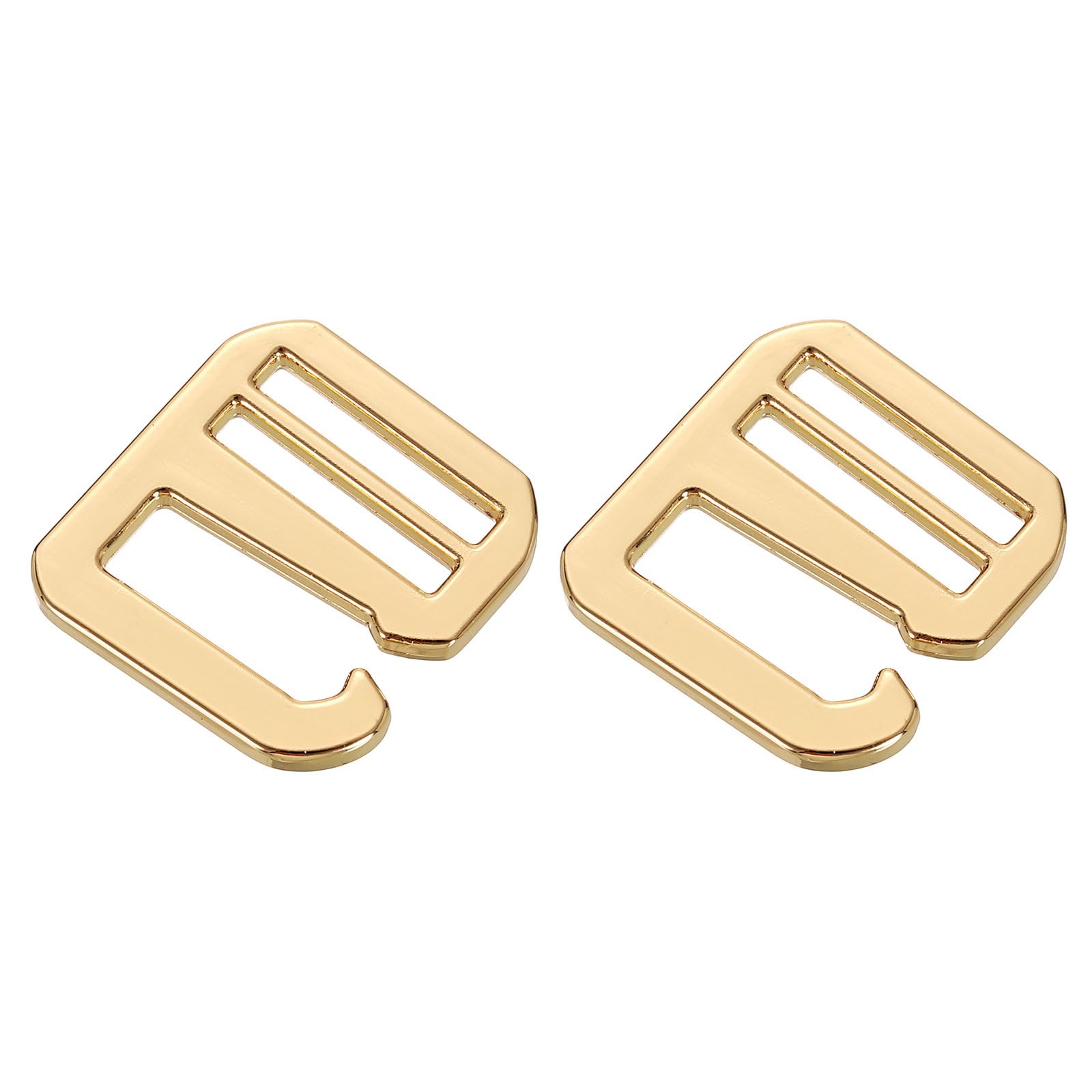 sourcing map 2Pcs G-Hook Webbing Buckles, 25mm Inner Length Flat Tri-Glide Adjustable Fasteners Slide Buckle for Backpack Luggage Belt Strap Webbing, Light Gold