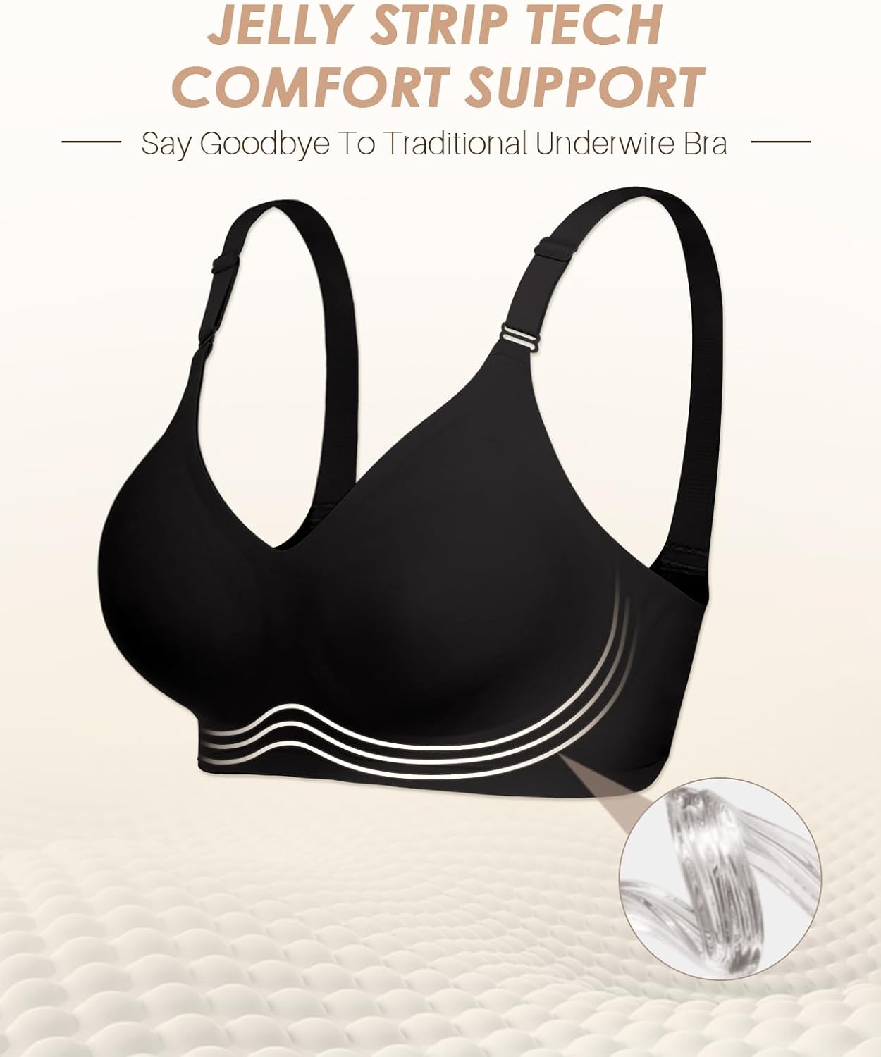 Padded Bra Comfortable Back Fat Smoothing Full Coverage Wireless Support Bra No Underwire Seamless Bralette - Image 2