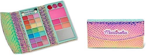 Martinelia Let's Be Mermaids - Juego de maquillaje para niños, 52 sombras de ojos, 8 brillos de labios, 6 rubores, kit de maquillaje seguro para