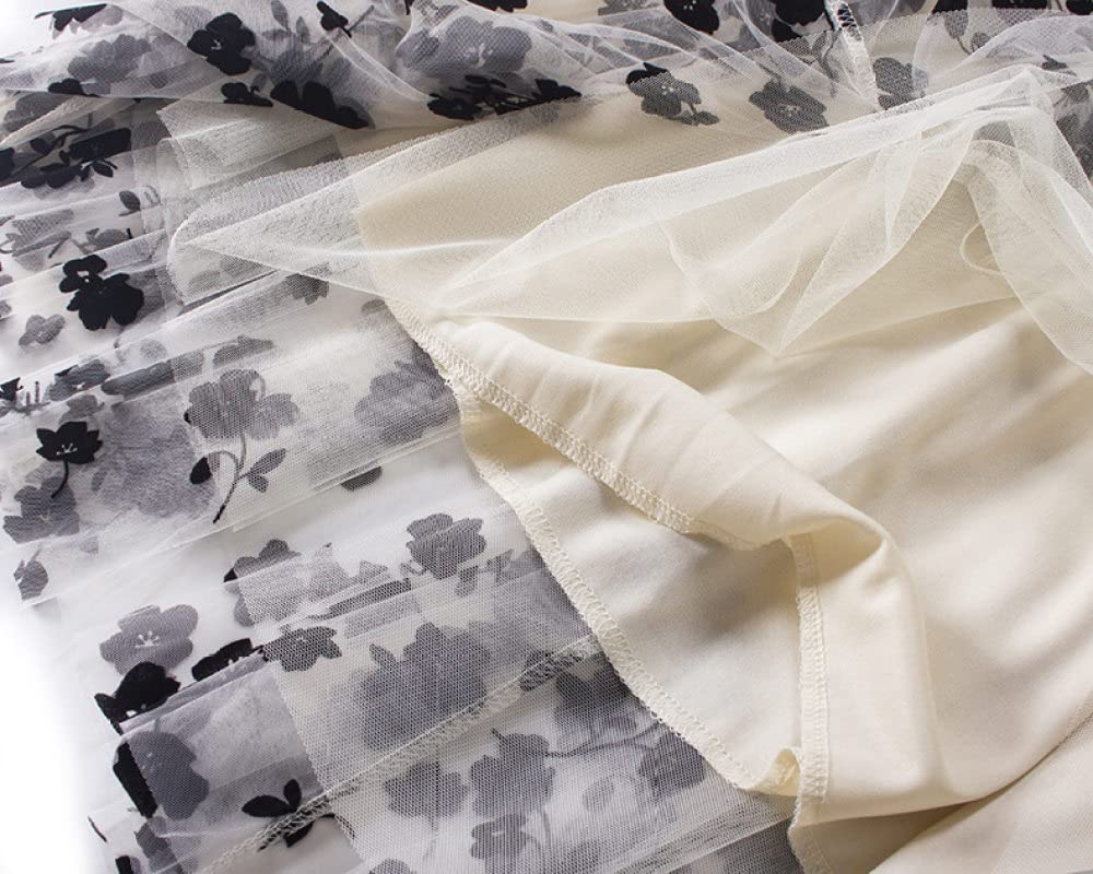 Faldas Mujer Reino Unido,Falda De Tul con Flores Flocadas Faldas Plisadas Elegantes para Mujer Cintura Elástica Falda Midi Negra De Invierno Faldas De Talle Alt(Apricot)