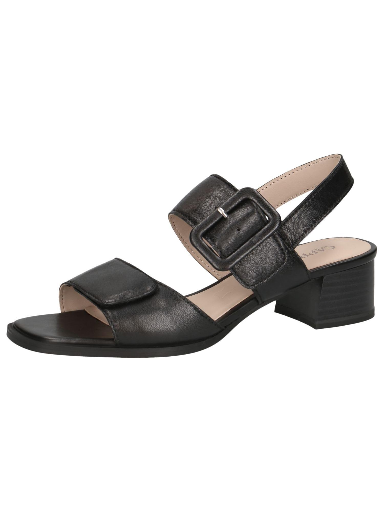 CAPRICE Women's Leather Heeled Sandals Elegant, Black (Black Nappa), 3.5 UK