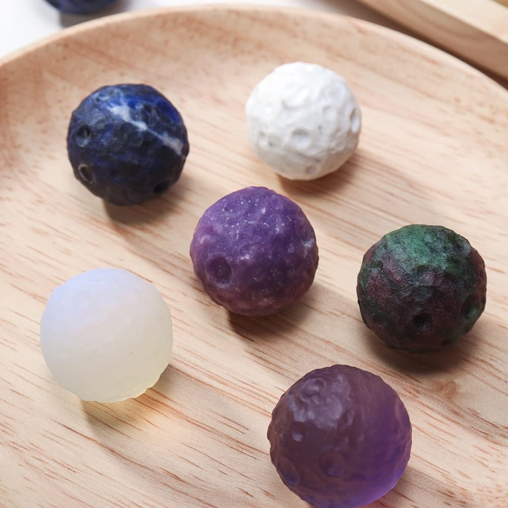 meditación hogar cristal natural mini luna modelo escultura reiki amatista sodolita forma de rould piedra preciosa cristal ópalo piedra artesanía adorno (color: púrpura mica)