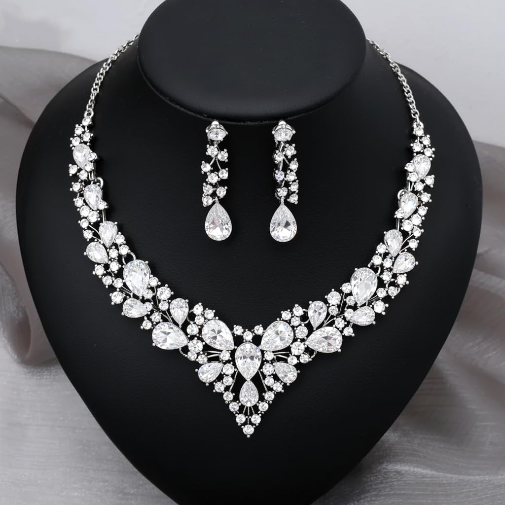 CSY Retro Jewelry Sets Women Vintage Necklace Earrings Bracelet Ring Sets Crystal Antique Finish Jewelry
