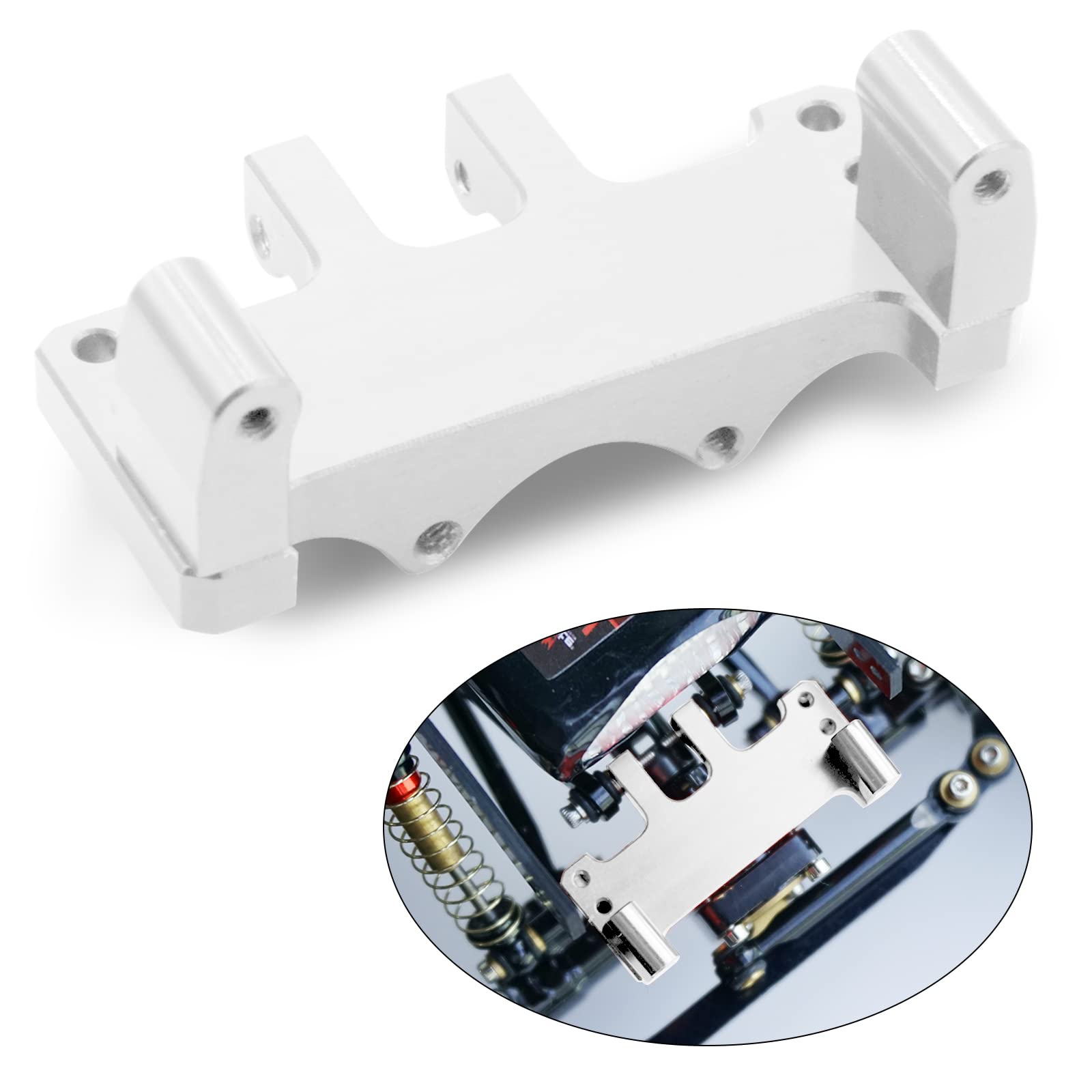 OGUNKE OGRC Porous Adjustable RC Servo Mount Metal Steering Servo Mount Bracket for Axial SCX24 Deadbolt/Chevrolet C10 / Wrangler JLU Gladiator/Bronco Upgrades Parts (Sliver)