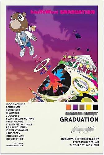 Miniatura 1 de Póster de Kanye West de graduación, pósteres de cubierta de álbum de graduación, lienzo musical, impresión artística de graduación de Kanye West,
