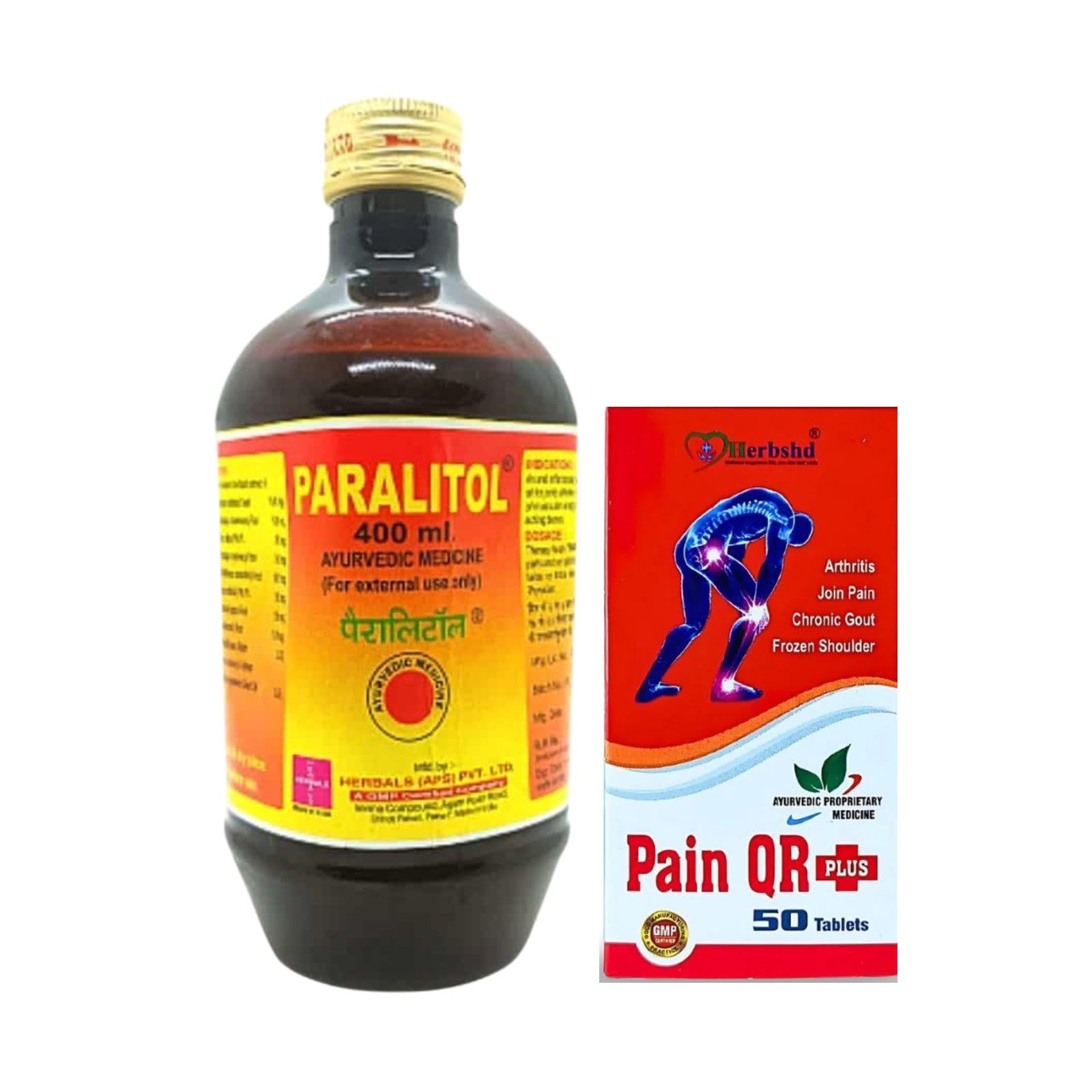 Ayurvedic Paralitol Oil 400ml & Pain QR Plus 50 Capsule | combo pack-image-8