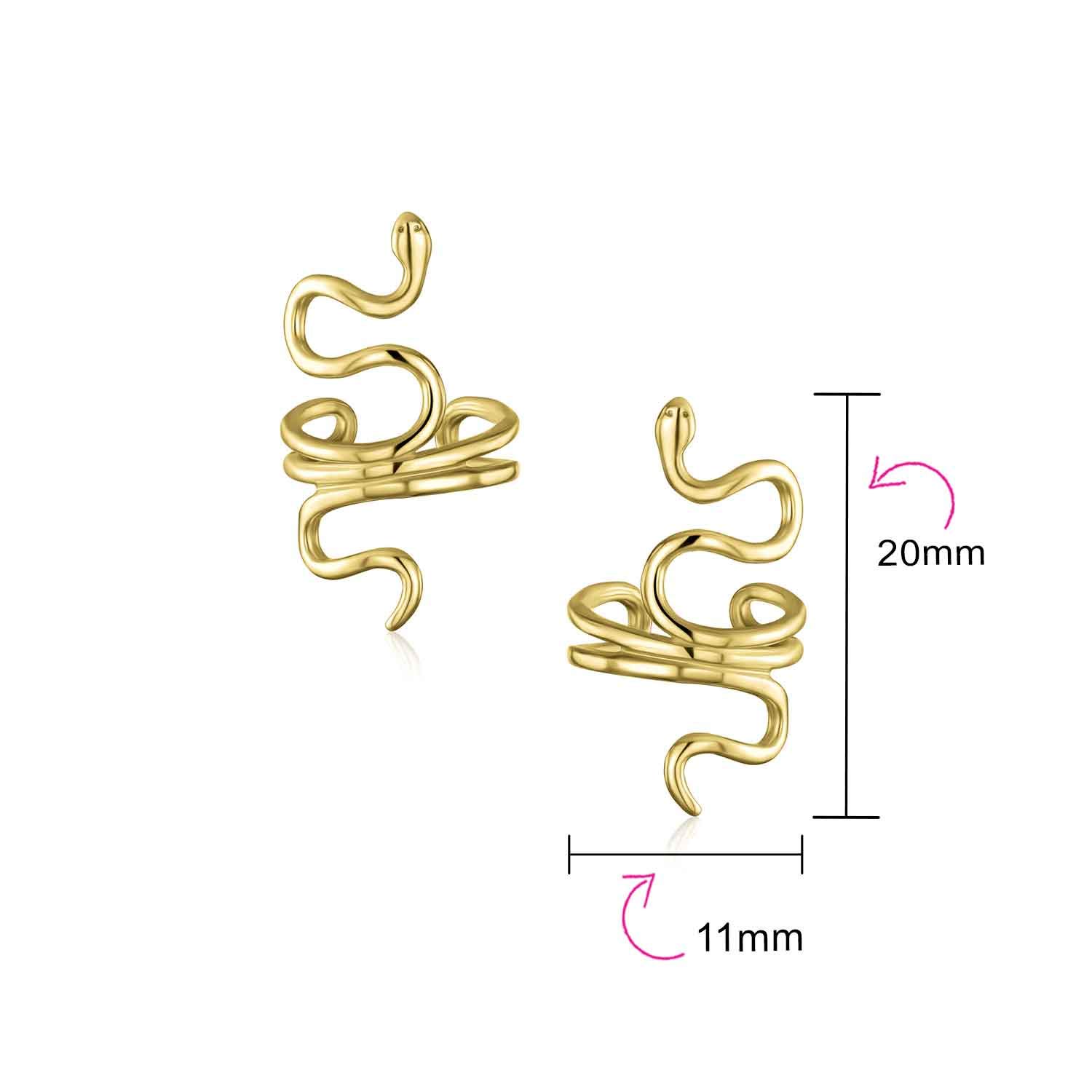 Helix Climber Crawler Schlange Serpent Clip On Wrap Draht Knorpel Lappen Ohr Manschette Ohrringe Für Frauen Teen Männer Nicht Durchbohrtes Ohr 14 Karat Vergoldet .925 Sterling Silber Paar