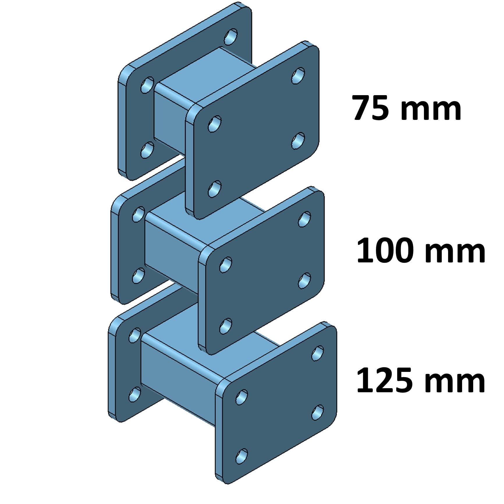 Piastra Adattatore Universale Per Gancio Traino, Regolazione Altezza Sfera, 2 Fori 90 Mm / 4 Fori 83x56 Mm, Carico 200 Kg, Rimorchio 3500 Kg, D 17.30