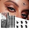 5Pcs Double tête Ensemble de stylos tampon liquide Eyeliner,Mat Crayon eye liner noir, Lazy Pochoirs d’eyeliners black Stamp eyeliner Pen Eye Tattoo Makeup-Triangle/Cœur/Étoile/Fleur/Papillon (A, M)