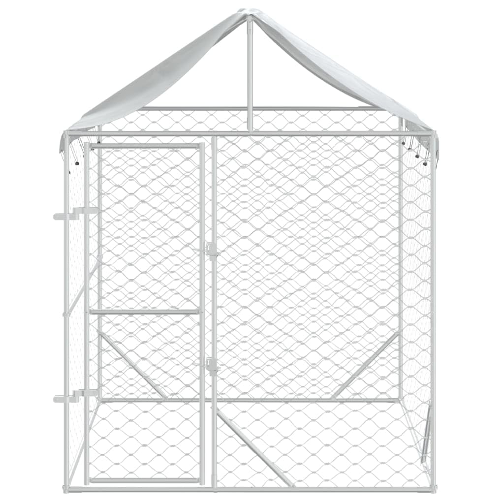 vidaXL Cuccia Cani da Esterno Tetto Argento 2x2x2,5 m Acciaio Zincato