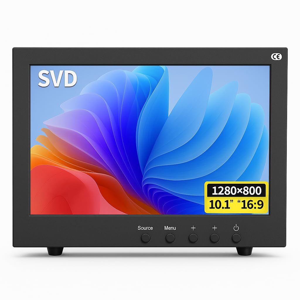 SVD 10.1 Inch Full HD 2 Mega Pixel Metal Frame with varsatile Metal Mount, Industrial Monitor for RV Boat CCTV, Support HDMI BNC Input