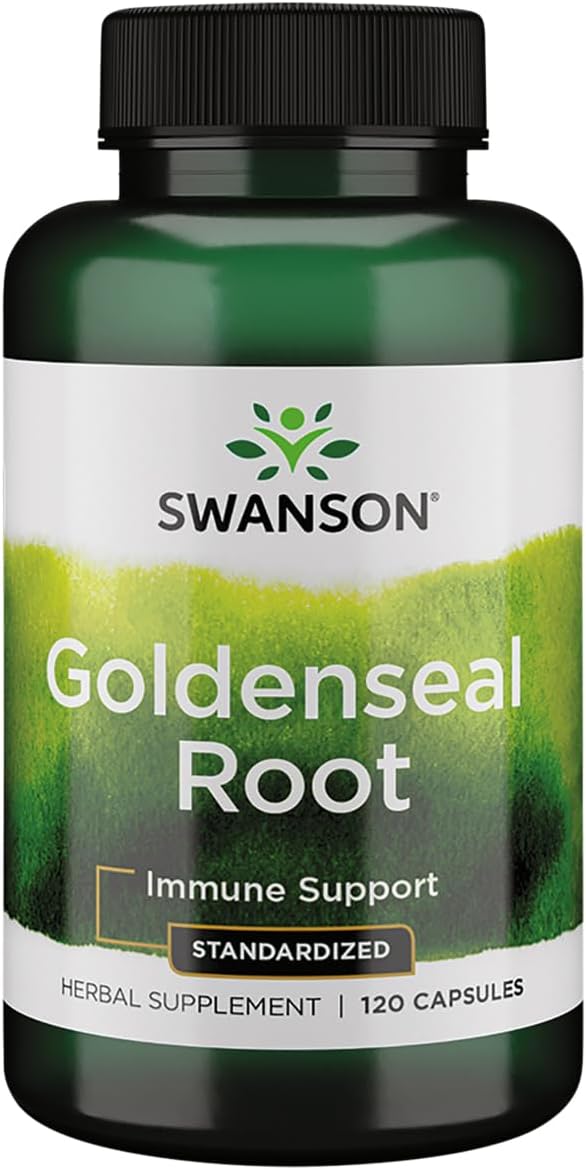 Swanson Goldenseal Root - Herbal Supplement Promoting Immune Support and Overall Wellness - Features Goldenseal Root Extract Standardized to Minimum 5% Total Alkaloids - (120 Capsules, 125mg Each)