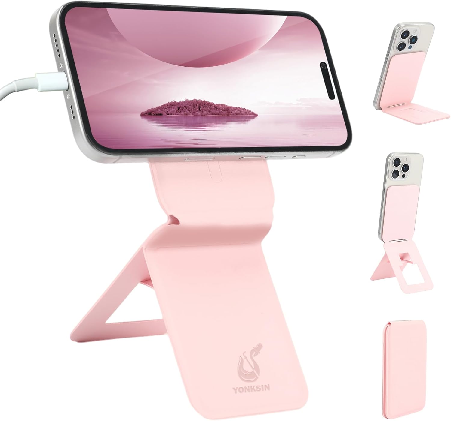 Phone Stand, Magneitc Phone Tripod Stand for iPhone 16/15/14/13/12, Portable Foldable Design, Angle Adjustment, Pink Phone Stand, Magneitc Phone Tripod Stand for iPhone 16/15/14/13/12, Portable Foldable Design, Angle Adjustment, Pink