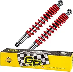 Amortecedor Cromado GP7 Com Regulagem (Par) Fazer 150 14~; Factor 150; Factor 125i 17~ Mola Vermelha