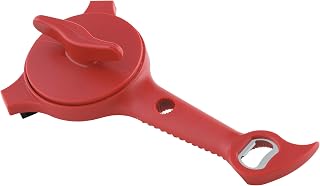 Kuhn Rikon 5-in-1 Jar Bottle Can Opener - Arthritis Friendly Adjustable Grip for Seniors Red