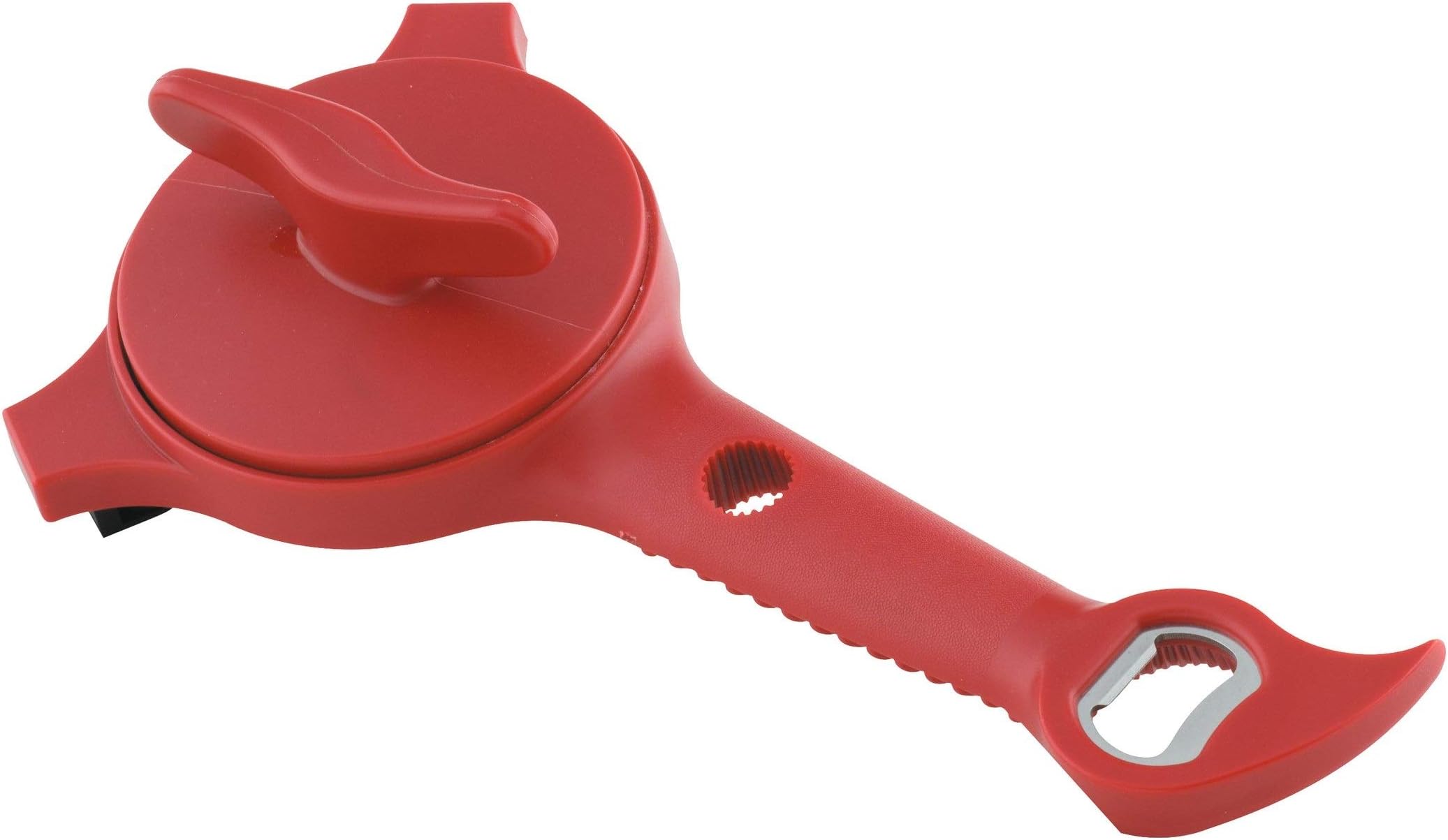 Kuhn Rikon 5-in-1 Multi-Purpose Strain-Free Opener for Jars, Bottles and Ring-Pull Cans, 5 x 10 x 2.25 inches, Red