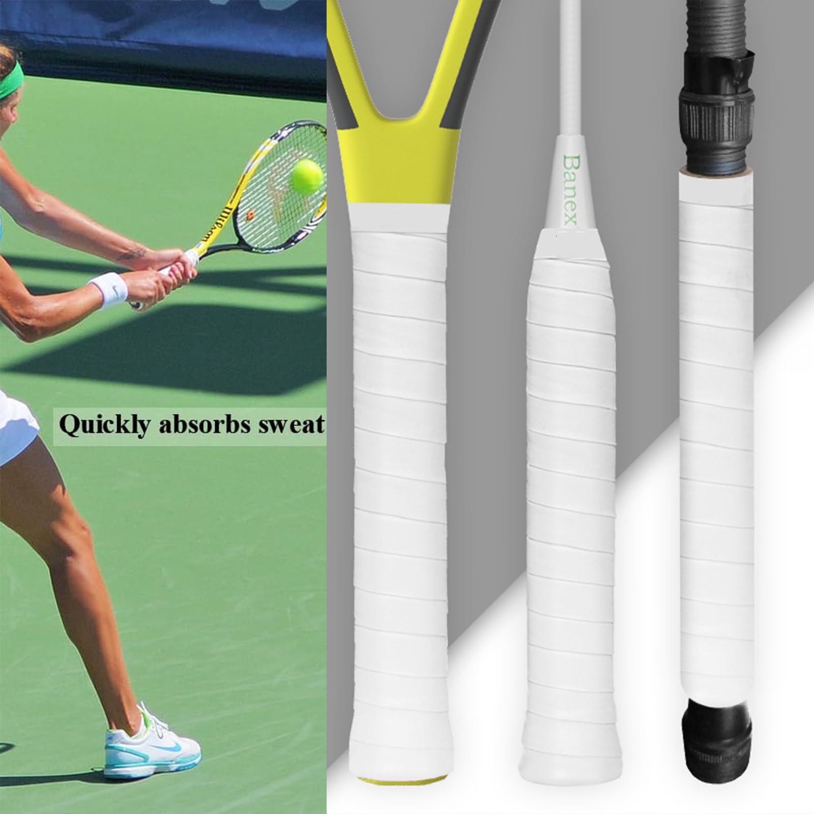 12 PCS Cintas de Agarre de Raqueta, Overgrips Padel,Grips Padel Perforados para Raqueta de Tenis,para Bádminton,Antideslizante y de Secado Rápido,Cinta de Agarre para Mango