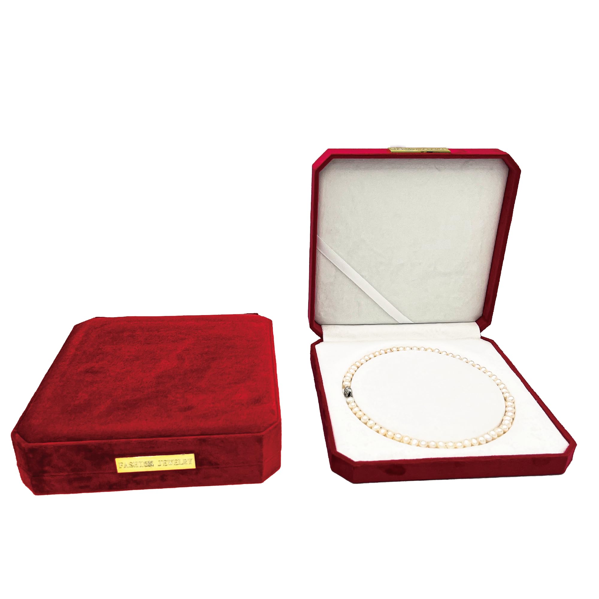 DECWXONDECWXON Jewelry Velvet Box Pearl Necklace Boxes for Jewelry Gift Boxes Display Case Wedding Jewelry Organizer Storage Holder Boxes (red)