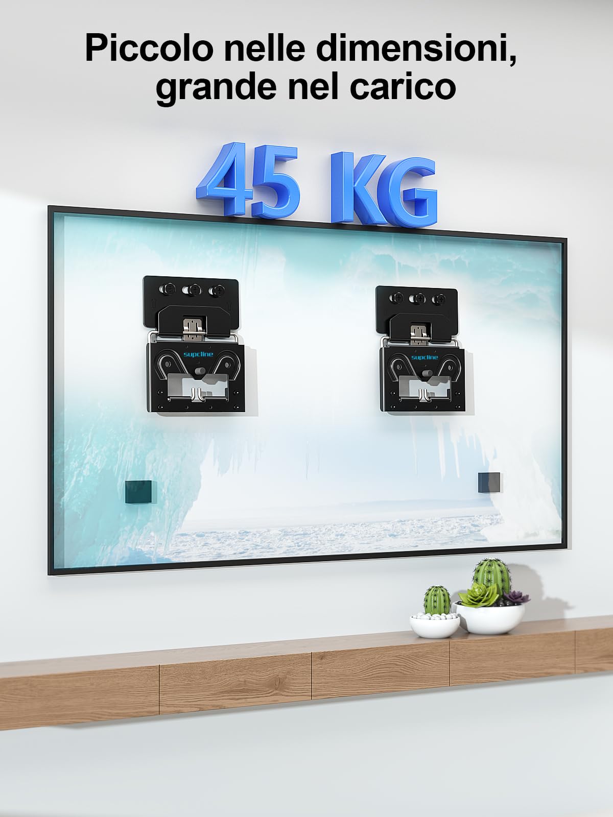 Supcline Supporto da Parete per TV Ultra Sottile Compatibile con TV Piatti e tvs a Cornice 4K LED LCD QLED da 14”-80”, Staffa tv a Basso Profilo, Aspetto Minimalista, Sostiene Fino a 45KG
