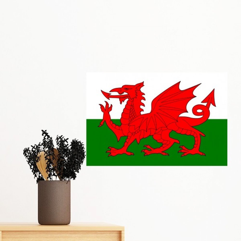 Sticker mural drapeau gallois 70cm insuffle la culture celte dans votre chambre