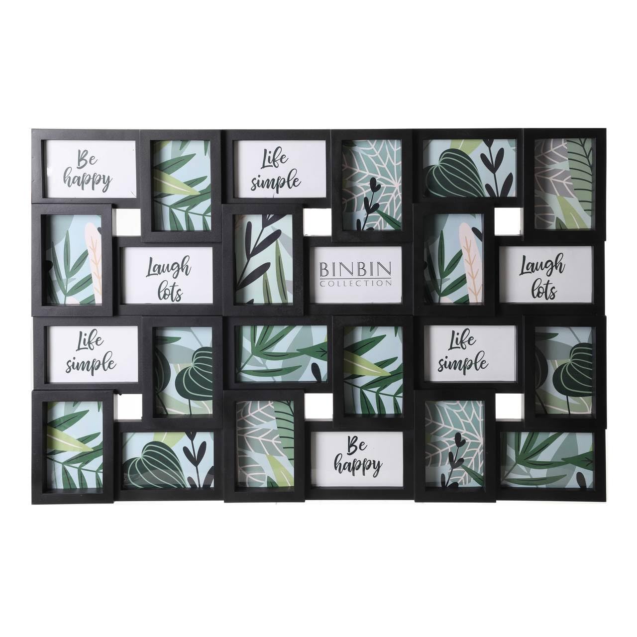 Urbnliving Black Large Multi Aperture Collage Picture Frame Holds 9/11/18 Photos 6X4 Wood Look (, 24 Piece Photo Frame)