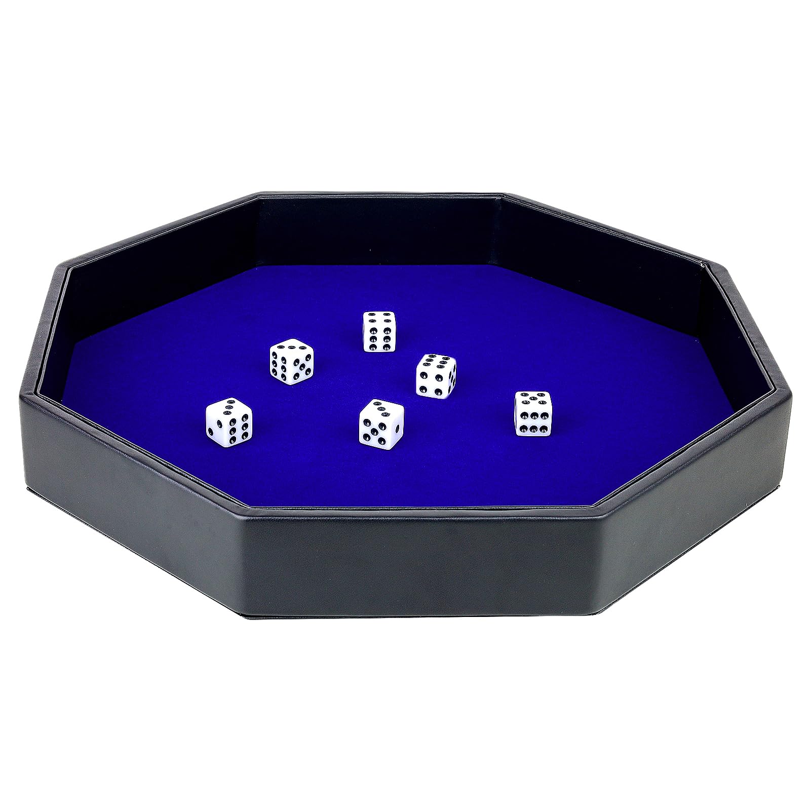 TOPTAN Dice Rolling Tray, Blue Felt Lined PU Leather Octagon Dice Tray for Dungeon Crawler Games, 30 x 30 x 4 cm - Image 2