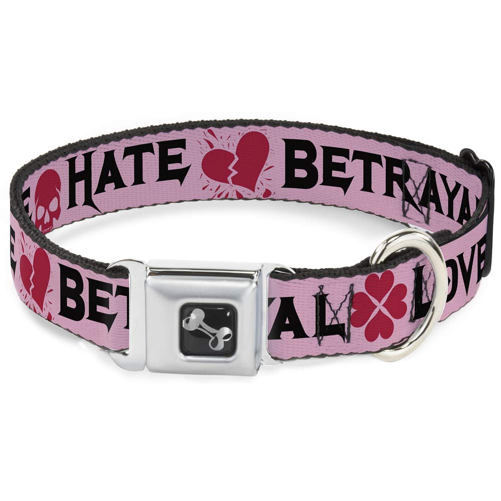 Buckle Down Love/Hate/Tradimento Rosa/Nero/Fucsia Collare Osso, L/15 – 66 cm