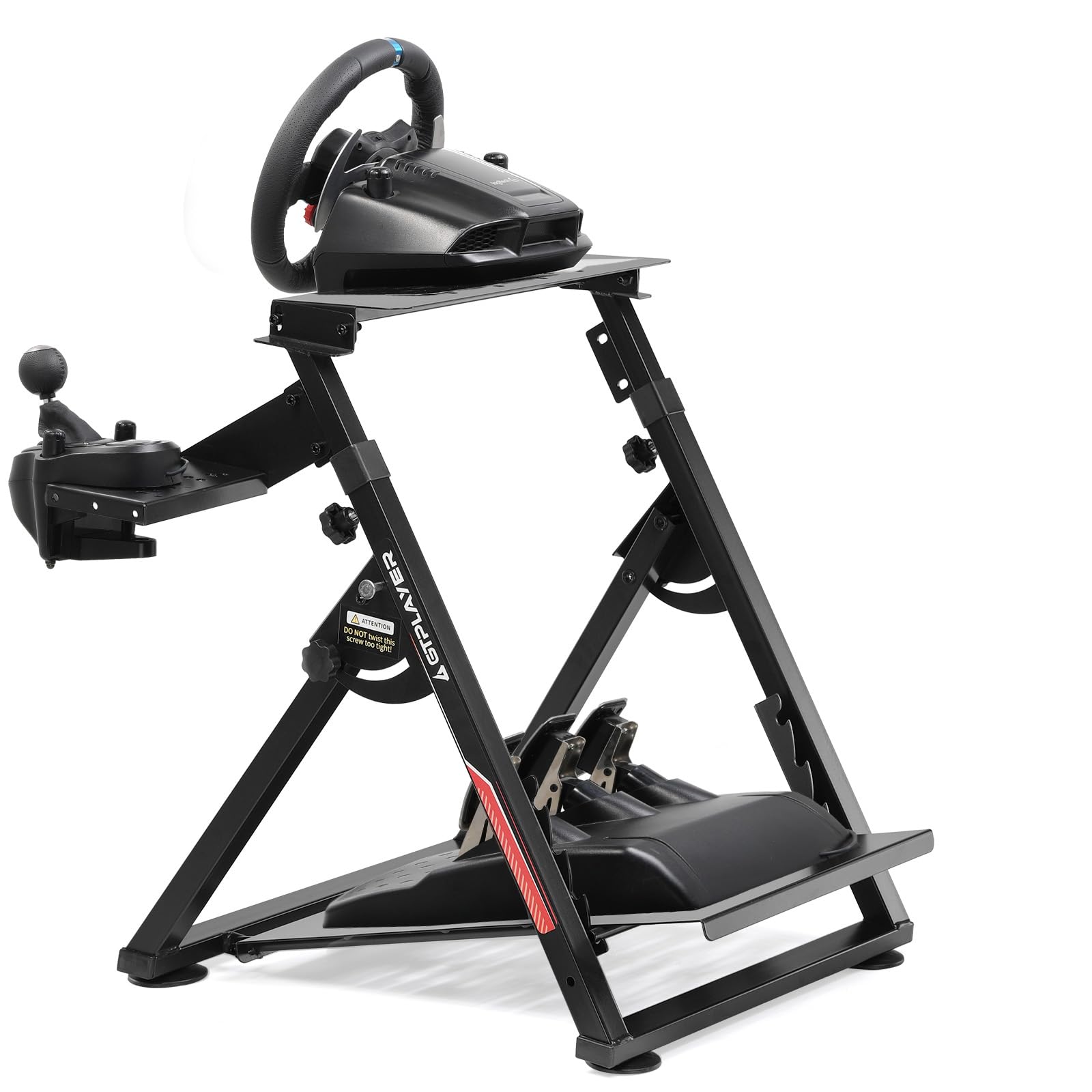 GTPLAYER Support Volant pour G923 G29 G920 T300RST500RS Volant Gaming Retour de Force & TH8A Levier de Vitesse V1 - Repose-pieds réglable en hauteur, Rouge (Rouge Pro)