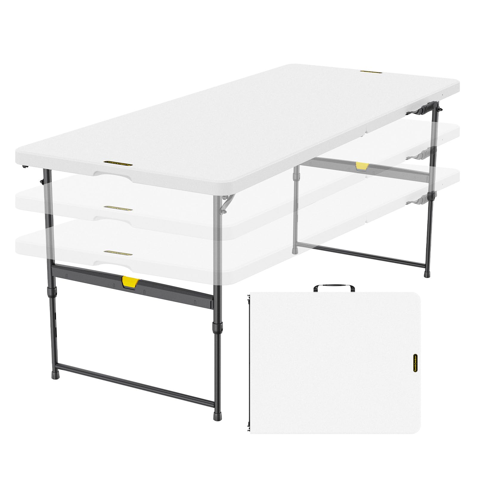 Amazon.com: FanttikOutdoor 6ft Folding Table, 3 Heights, One