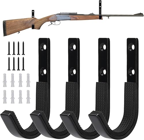 Perchero de almacenamiento para rifles de montaje en pared, ganchos de escopeta horizontales de metal para almacenar escopetas, rifles, arco de tiro