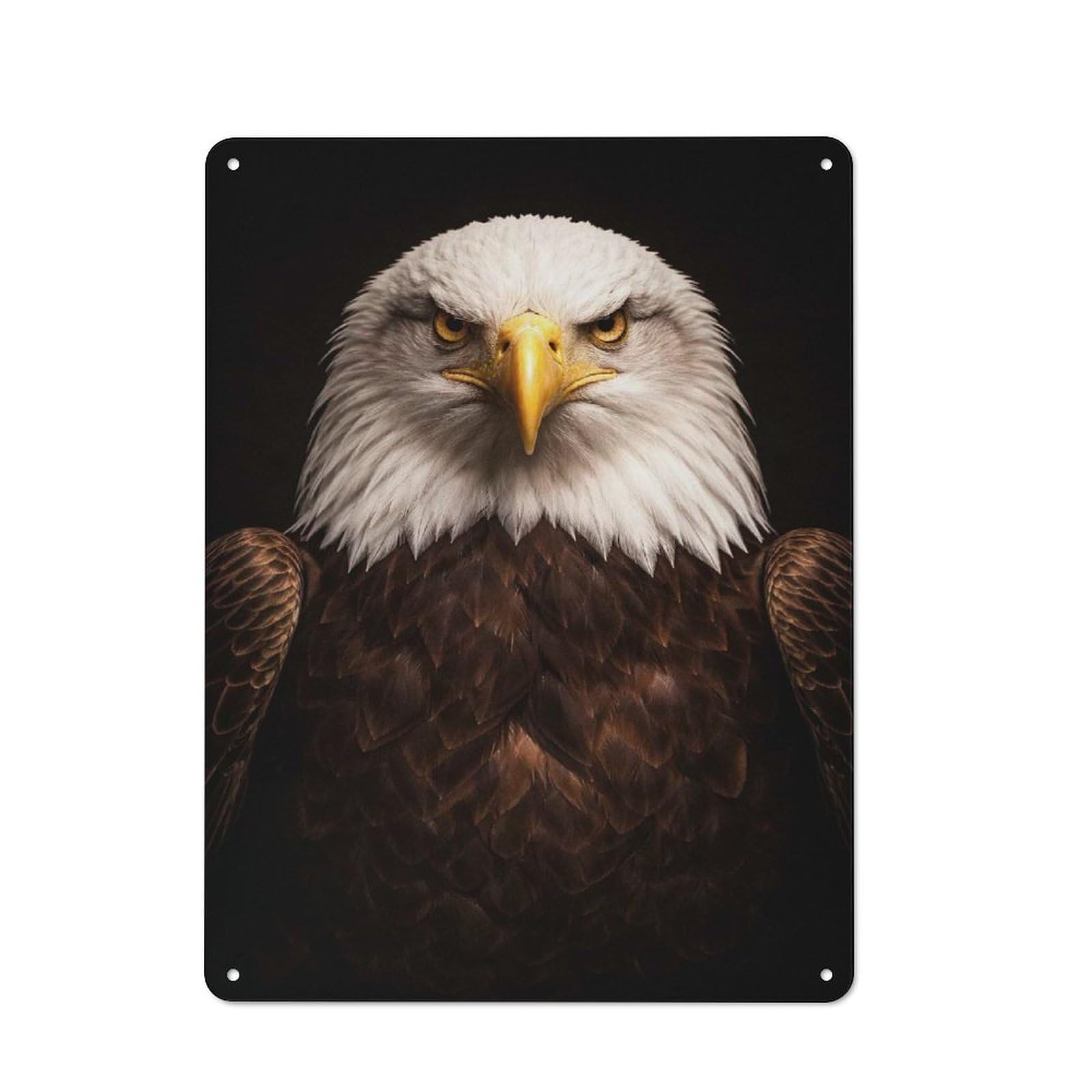 Junmoney Style-11 Creative Bald Eagle Portrait Tin Sign 40X30cm, Study Room Decor For Workspace, Cafe, Shop Or Desk Area