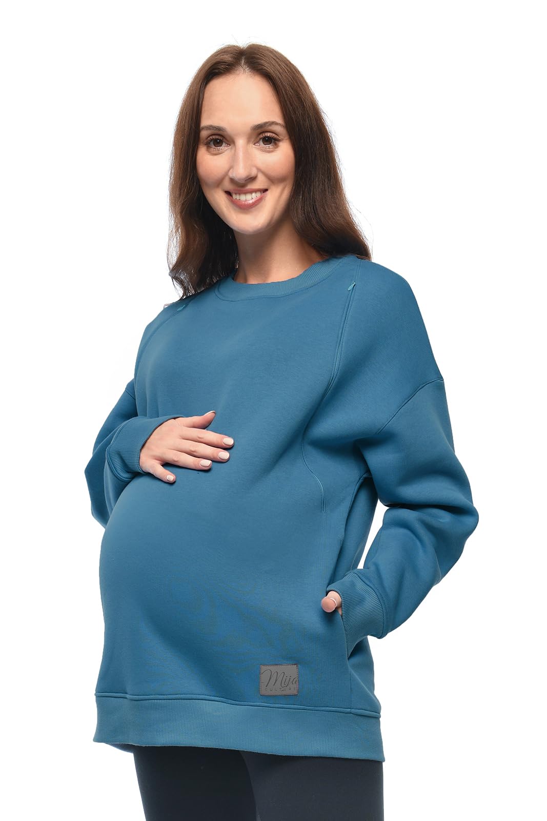 MijaCulture Moda ciążowa 2 w 1 sweter do karmienia i sweter ciążowy do karmienia Miley M020 (DE/NL/SE/PL, alfanumeryczny, L, XL, regularny, granatowy)