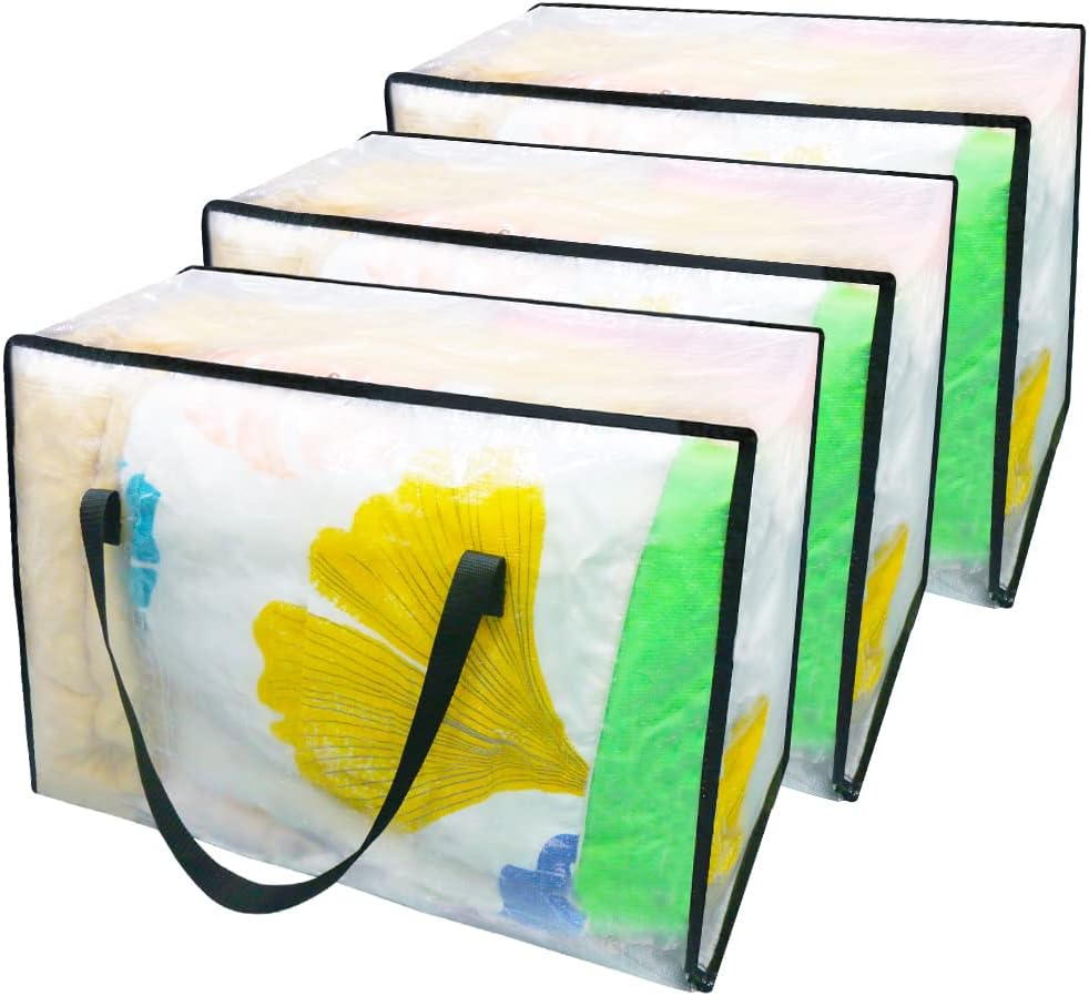 3 Packs Clear Bags for Storage , 20 X 16 X 10 inch, Heavy