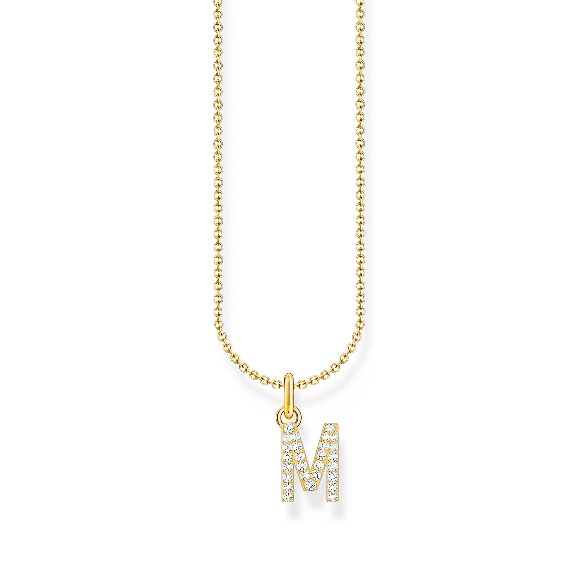 Thomas Sabo Letter M Necklace 925 Sterling Silver with Zirconia KE2252-051-14