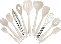 BESTZMWK 11-Piece Khaki Silicone Kitchen Utensil Set - Heat Resistant 480°F, Nonstick Safe, Dishwasher Safe Cooking Tools