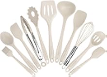Kitchen Utensil Set - 11 Cooking Utensils - Colorful Silicone Kitchen Utensils - Nonstick Cookware with Spatula Set - Colored Best Kitchen Tools Kitchen Gadgets (Khaki)